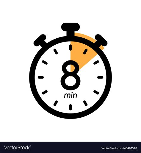 Eight minutes stopwatch icon timer symbol Vector Image