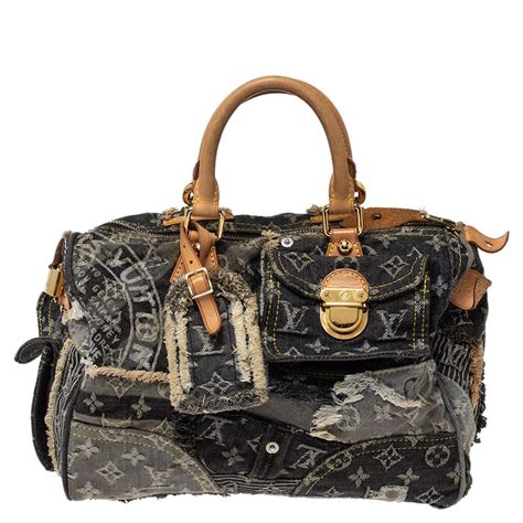 Louis Vuitton Black Monogram Denim Limited Edition Patchwork Speedy Bag - Lyst