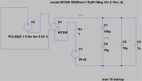 circuit analysis - LTSpice capacitor network simulation question ...