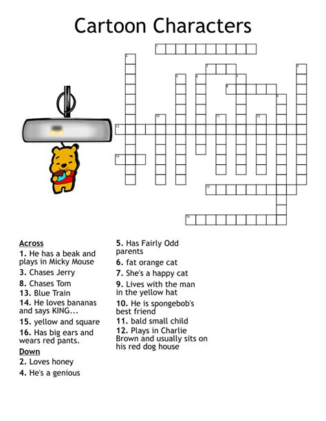 Cartoon Characters Crossword - WordMint