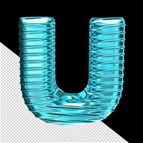 Premium PSD | Turquoise 3d symbol with ribbed horizontal letter u