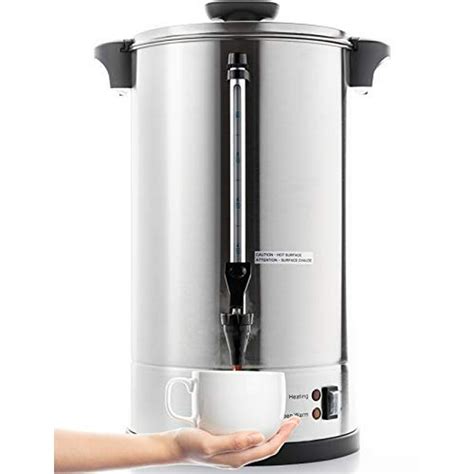 SYBO Commercial Grade Stainless Steel Percolate Coffee Maker Hot Water Urn, 100 CUP 16L ...