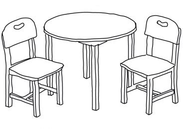 Line art chairs and table - download free vector