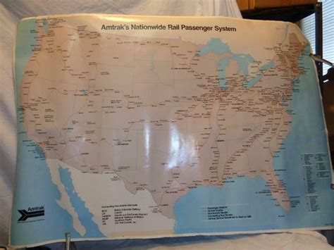 Vintage 1980 Amtrak Nationwide Rail Passenger System Large 32"x46 ...