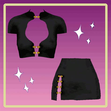 a black skirt and shirt with gold buttons