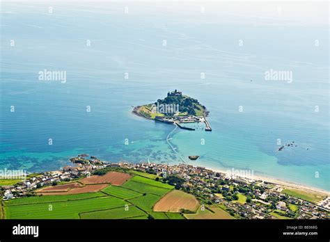 Aerial view of St Michael's Mount Stock Photo - Alamy