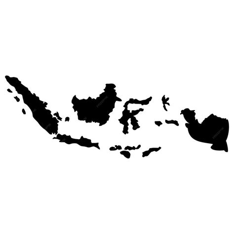 Premium Vector | Indonesia solid black outline border map of country ...