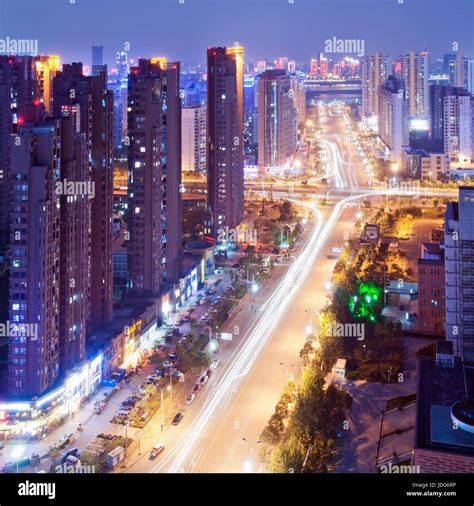 Aerial view of city night Stock Photo - Alamy