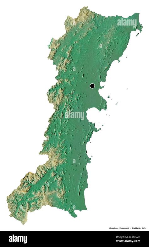 Shape of Chumphon, province of Thailand, with its capital isolated on ...