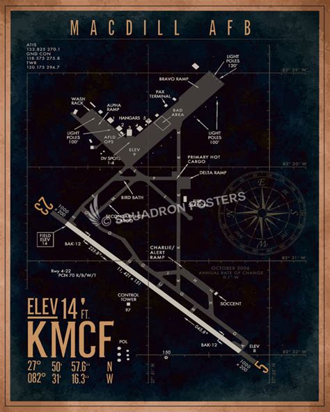 MacDill AFB KMCF Airfield Map Art - Squadron Posters