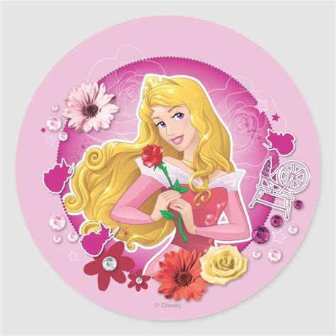 Aurora - Graceful Princess Classic Round Sticker | Zazzle | Aurora ...