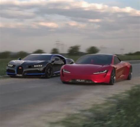 2021 Tesla Roadster vs. Bugatti Chiron Drag Race Looks Almost Real ...