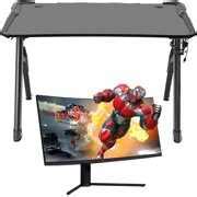 Rent to own Deco Gear 47" LED Gaming Desk, Carbon Fiber Surface with 34" Curved Gaming Monitor ...