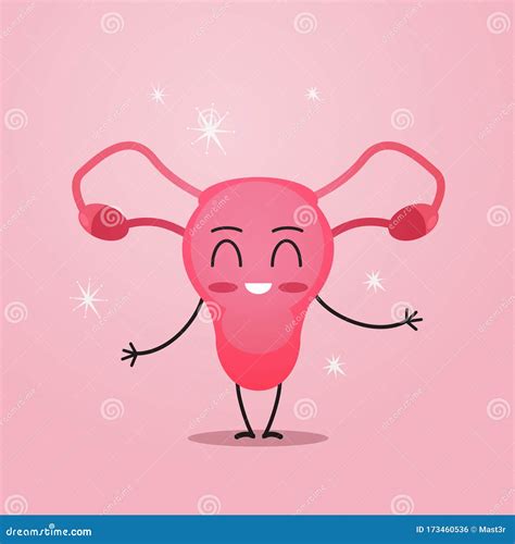 Funny Mascot Organ Character Female Reproductive System Uterus Cervix Ovaries and Fallopian ...