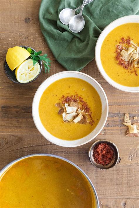 Delicious Mediterranean Lentil Soup with Crunchy Pita Croutons