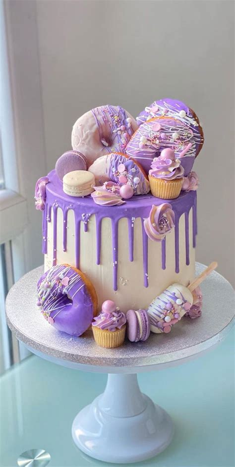 38+ Beautiful Cake Designs To Swoon : Cake with Purple Icing Drips