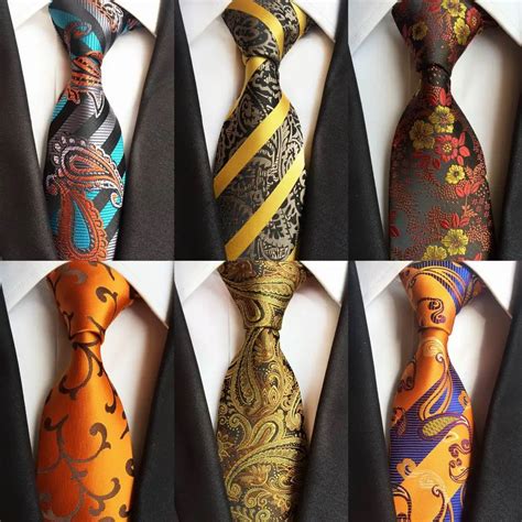 New Design Stripes Gold Neck Ties 100% Silk Classic Men Tie 8cm Paisley Ties for Men Necktie ...