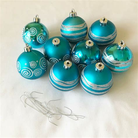 Lot of 9 Christmas Ornaments Blue Shiny Matte Glitter Round #Unbranded #Christmas | Christmas ...