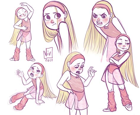 Sketched character design of a little ballerina and her bad attitude | Behance