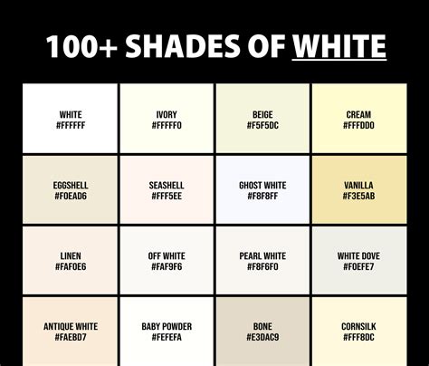 100+ Shades of White Color (Names, HEX, RGB & CMYK Codes) – CreativeBooster