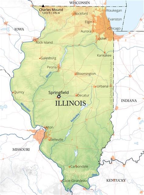 Physical map of Illinois