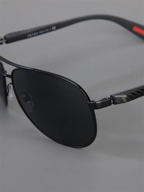 Prada Aviator Sunglasses in Black for Men - Lyst