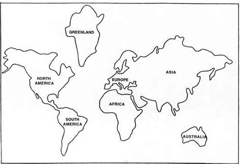 Seven Continents Cut Outs | Blank world map, World map continents, Map activities