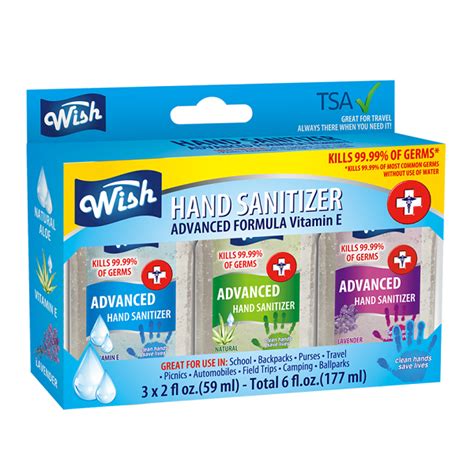 Wish Hand Sanitizer 2oz 3PK Box Set Pocket Size Assorted Scents – Wish