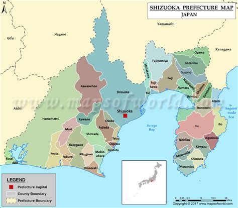 Shizuoka Prefecture Map | Map of Shizuoka Prefecture, Japan