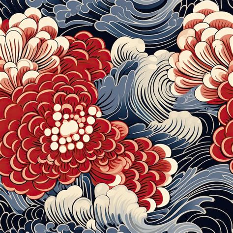 Premium AI Image | Patterns incorporating elements of traditional woodblock printing