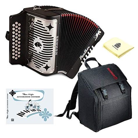 Hohner Panther 3100GB G/C/F 3-Row Diatonic Accordion Package with Free ...