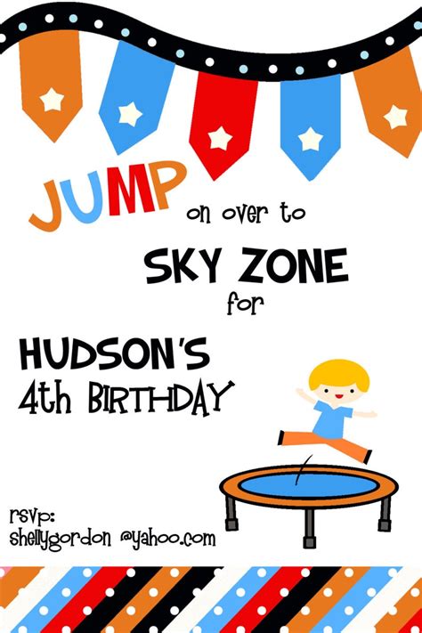 Trampoline Party Invitation Sky Zone Birthday Invitation - Etsy