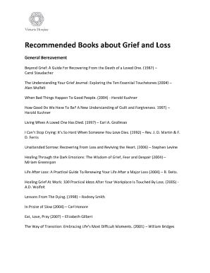 Fillable Online Recommended Books about Grief and Loss Fax Email Print ...