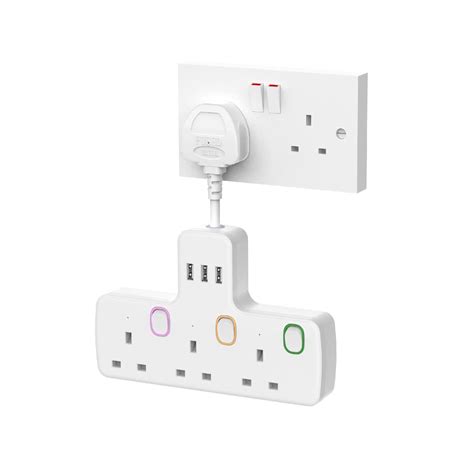 Buy Multi Plug Extension 3 Way 3 USB with Flexible Plug, Mscien ...