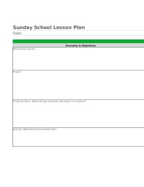 1 Sunday School Lesson Plan Template Form | pdfFiller