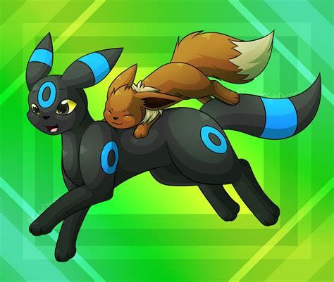 Commission - Shiny Umbreon and Eevee by CuteFlare on DeviantArt