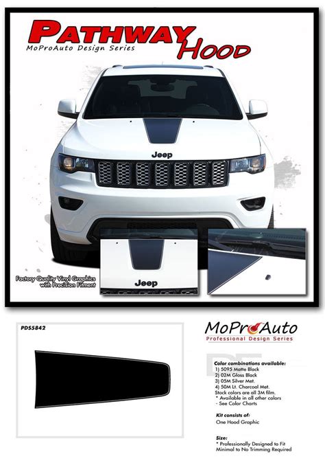 PATHWAY HOOD : Jeep Grand Cherokee Center Hood Decal Stripe Vinyl Graphic Kit for 2011-2021 ...