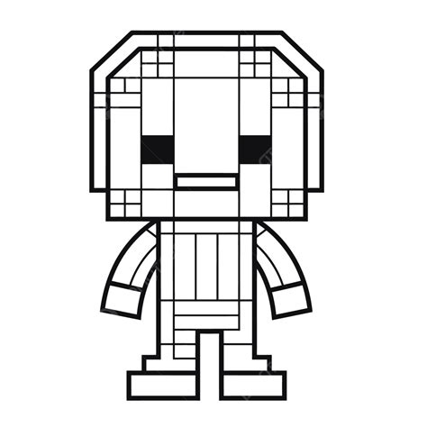 Minecraft Person Coloring Pages Printable Sprite Outline Sketch Drawing Vector, Pixelated ...