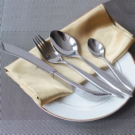 luxury Brand 304 Stainless Steel Flatware Cutlery Sets Dinner Knife Spoon Fork Set Well made ...