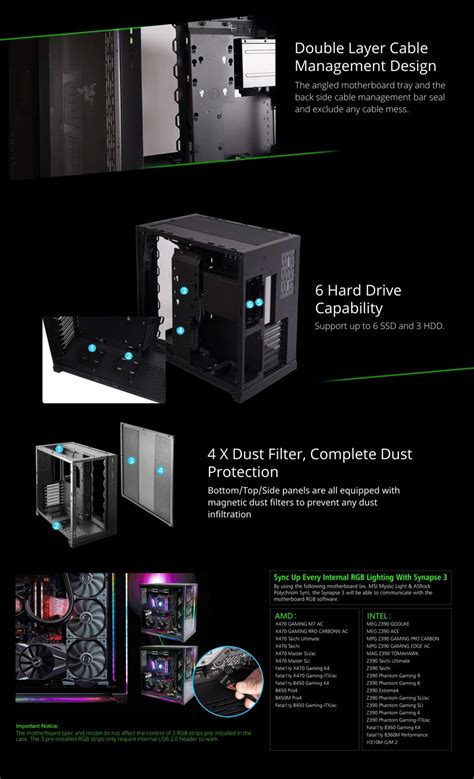 PC-O11 Dynamic Razer Edition - Black Tempered Glass ATX MidTower Gaming Case.