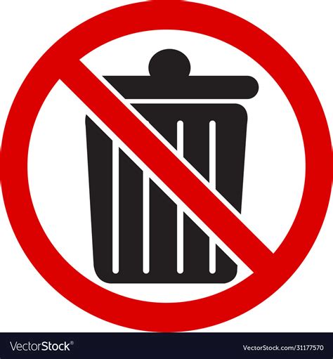 No dustbin icon flat dustbin pictograph Royalty Free Vector