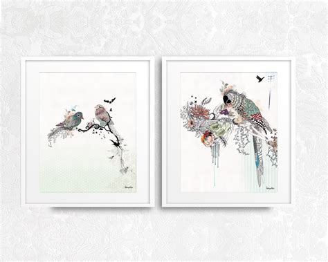 Bird Print Set Wall Art Set Home Decor Wall Art Set of 2 - Etsy