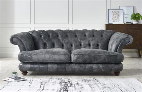 St Edwin Modern vintage leather sofa | The Chesterfield Company