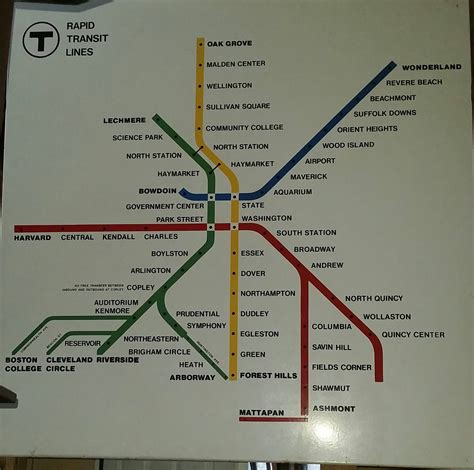 MBTA map from the 1970s, with old stations and names : r/boston