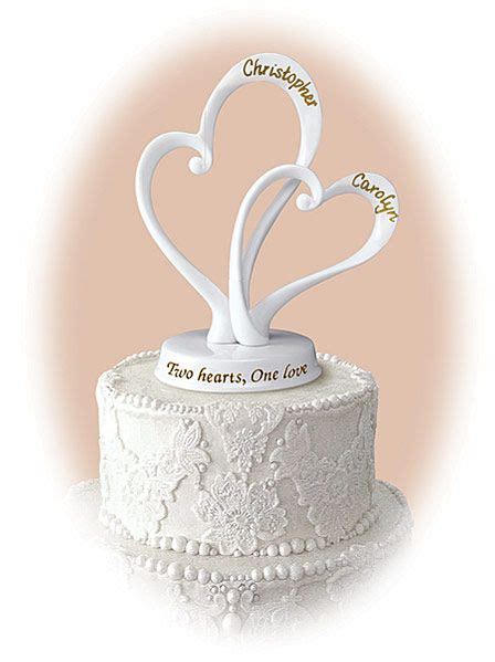 Personalized "Two Hearts" Cake Topper Inscribed with "Two hearts, One ...