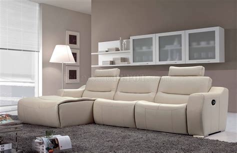 Off White Leather 2143 Modern Reclining Sectional Sofa by ESF