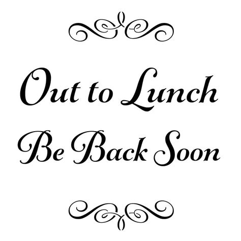 Shop Signs: Out to Lunch Be Back Soon Instant Download for transfer, print or pattern by ...