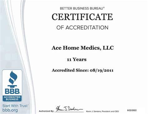 Better Business Bureau Accreditation - Ace Home Medics