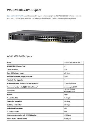 Ws c2960x 24ps l specs by Genevicost - Issuu