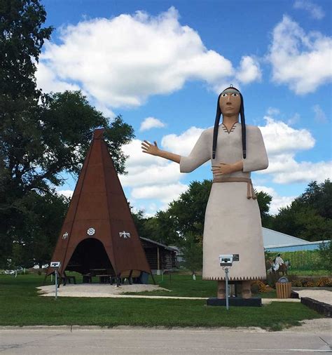 25-ft tall Indian maiden, Pocahontas, IA. Built 1954 | Iowa, Mississippi river, Sac city